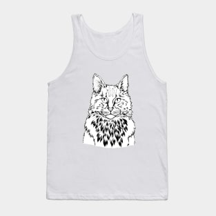 Cat Face illustration - B&W Tank Top